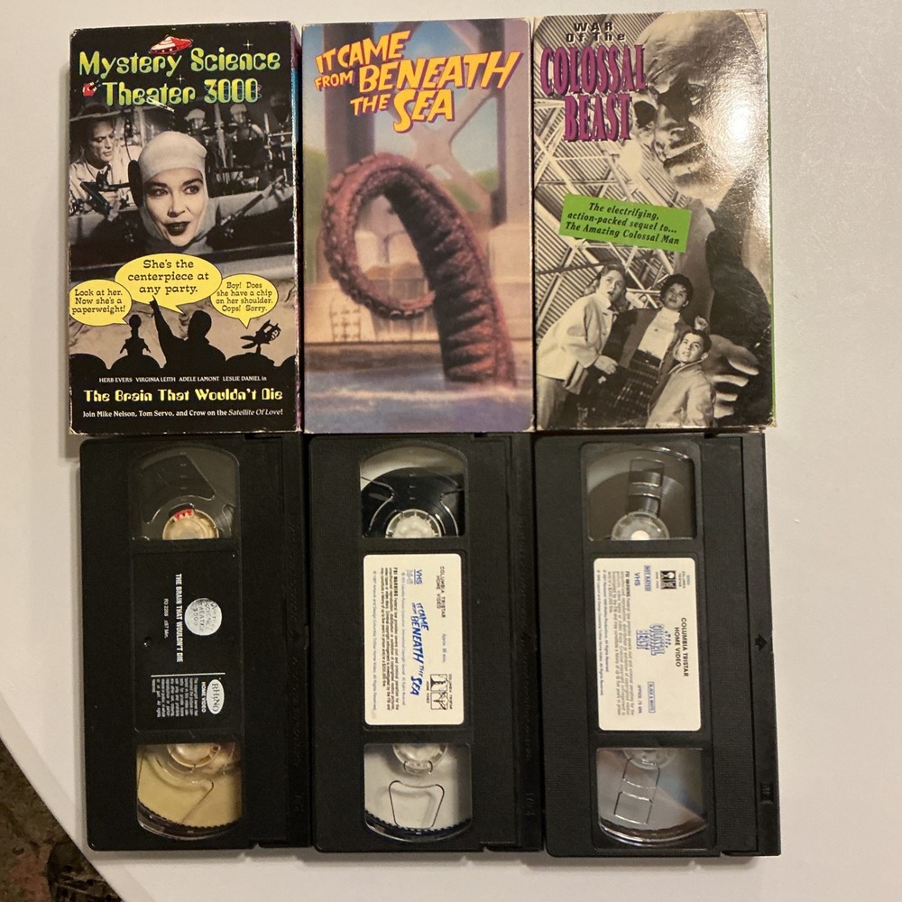 VTG 50s Sci-Fi Monster Movie VHS Lot 9 Tapes Blob MST3K Them Gorgo No Mold - Picture 4 of 5